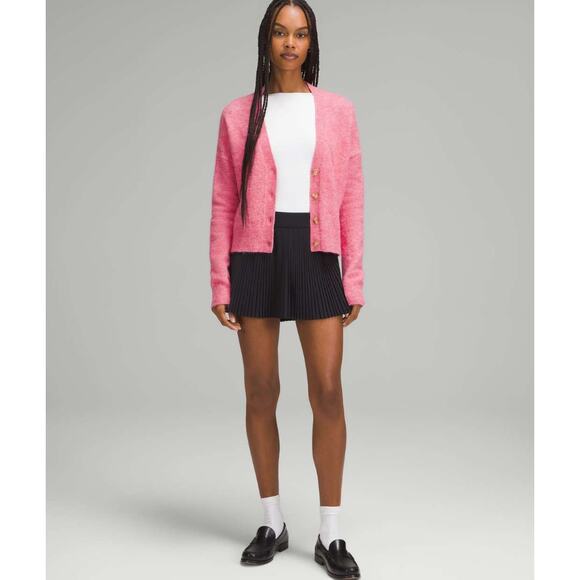 (XL) $148 NWT Lululemon Alpaca Wool-Blend Cardigan Sweater Heathered Chroma Pink - Picture 4 of 9